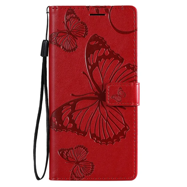 Para Samsung Galaxy S20 FE/S20 Edição de Fan/s20 FE 5G/S20 Edição Fan 5G/S20 Lite/S20 FE 2022 kt Imprimindo Série de Flores de Florfly 2 Padrão de Butterfly Padrões de Couro Caixa de Capa da Carteira de Couro - Vermelho