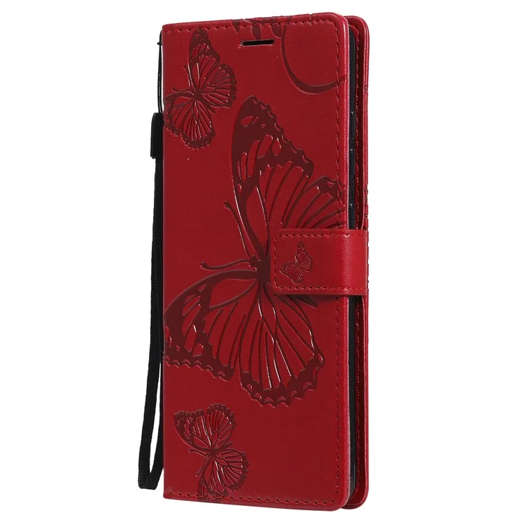 Para Samsung Galaxy S20 Fe/s20 Fan Edition/S20 fe 5G/S20 Fan Edition 5G/S20 Lite/S20 fe 2022 KT Impresión Serie de Flores-2 Patrón de Mariposa Impresión de la Billetera de Cuero Case de Portada Del Teléfono - Rojo