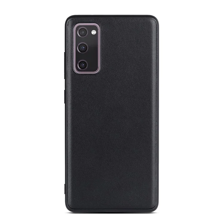 For Samsung Galaxy S20 FE/S20 Fan Edition/S20 FE 5G/S20 Fan Edition 5G/S20 Lite/S20 FE 2022 Genuine Leather Coated TPU + PC Shell - Black