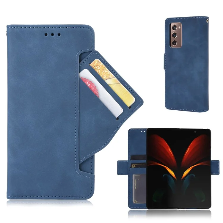 For Samsung Galaxy Z Fold2 5G Multi-slot Leather Case Wallet Stand Shell Protector Phone Cover Case - Blue