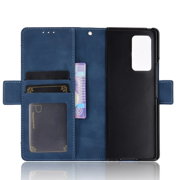 For Samsung Galaxy Z Fold2 5G Multi-slot Leather Case Wallet Stand Shell Protector Phone Cover Case - Blue