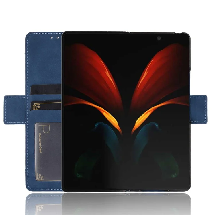 For Samsung Galaxy Z Fold2 5G Multi-slot Leather Case Wallet Stand Shell Protector Phone Cover Case - Blue