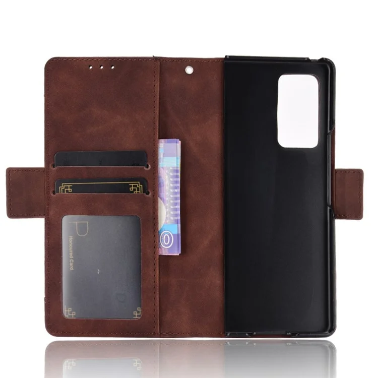 Para Samsung Galaxy Z Fold2 5G Multi-slot Leather Case Wallet Stand Shell Protector Phone Cover Case - Coffee