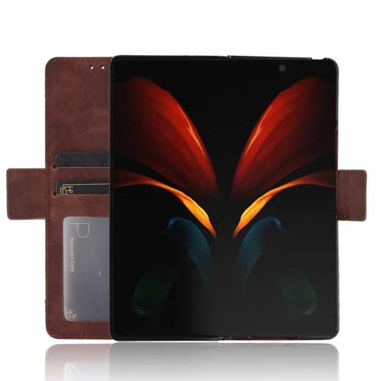 Para Samsung Galaxy Z Fold2 5G Multi-slot Leather Case Wallet Stand Shell Protector Phone Cover Case - Coffee