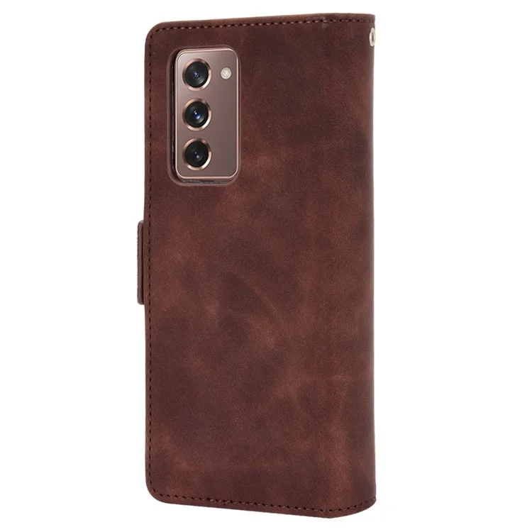 Para Samsung Galaxy Z Fold2 5G Multi-slot Leather Case Wallet Stand Shell Protector Phone Cover Case - Coffee