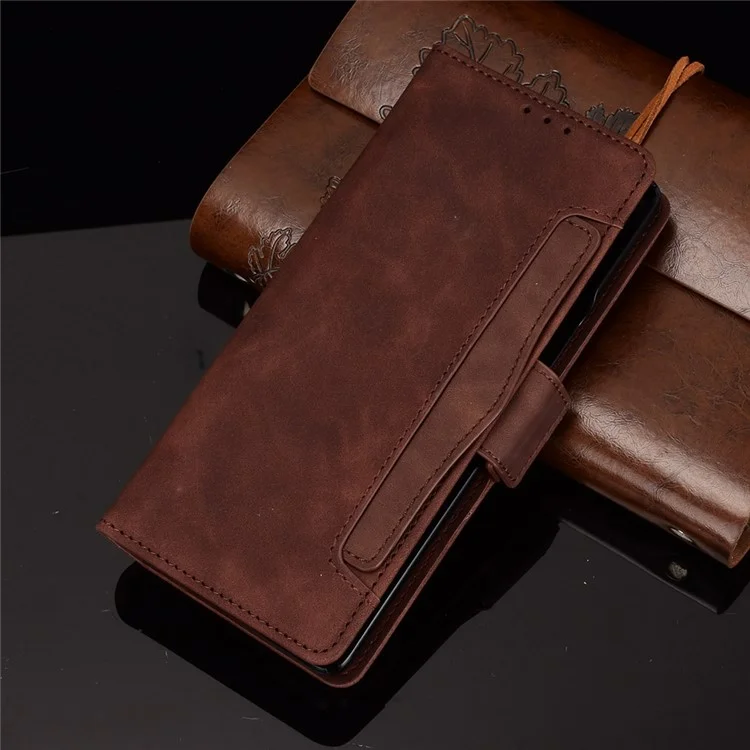 Para Samsung Galaxy Z Fold2 5G Multi-slot Leather Case Wallet Stand Shell Protector Phone Cover Case - Coffee
