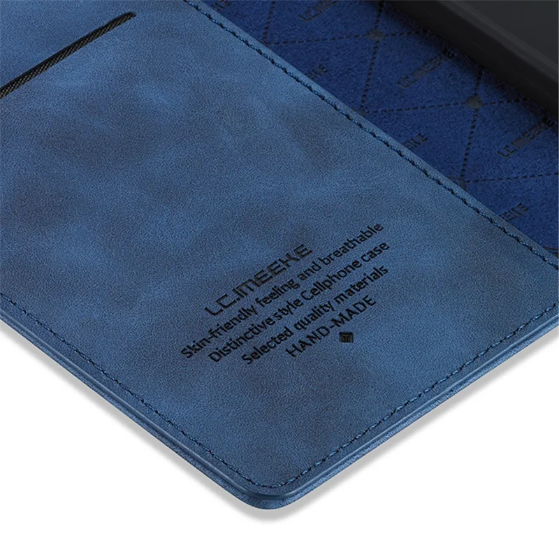 LC.IMEEKE Auto-Absorbed Leather Wallet Stand Phone Protective Shell with Wallet Stand for Samsung Galaxy S20 Plus/S20 Plus 5G - Blue