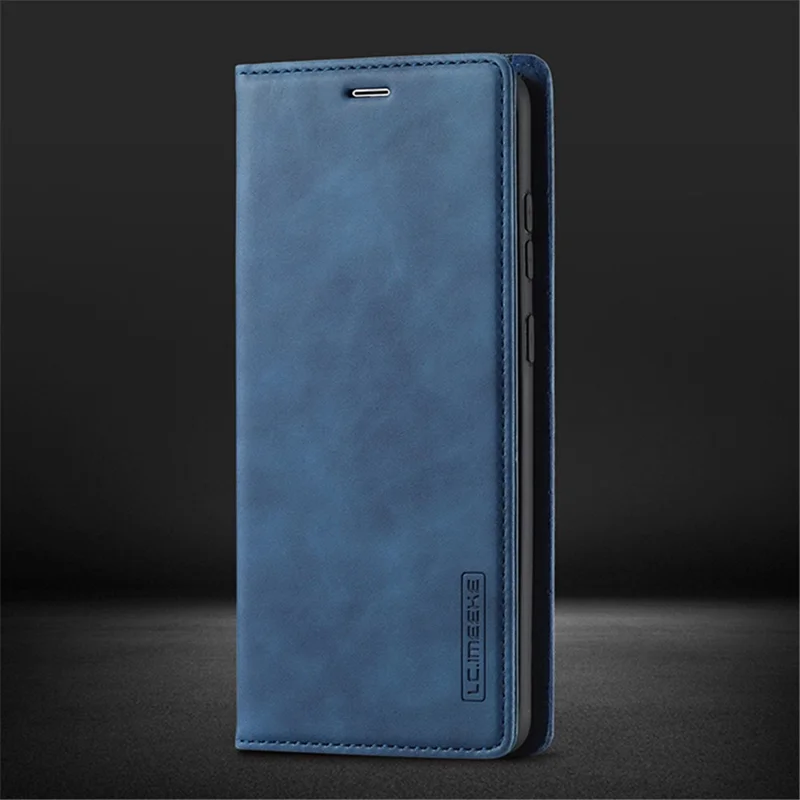 LC.IMEEKE Auto-Absorbed Leather Wallet Stand Phone Protective Shell with Wallet Stand for Samsung Galaxy S20 Plus/S20 Plus 5G - Blue