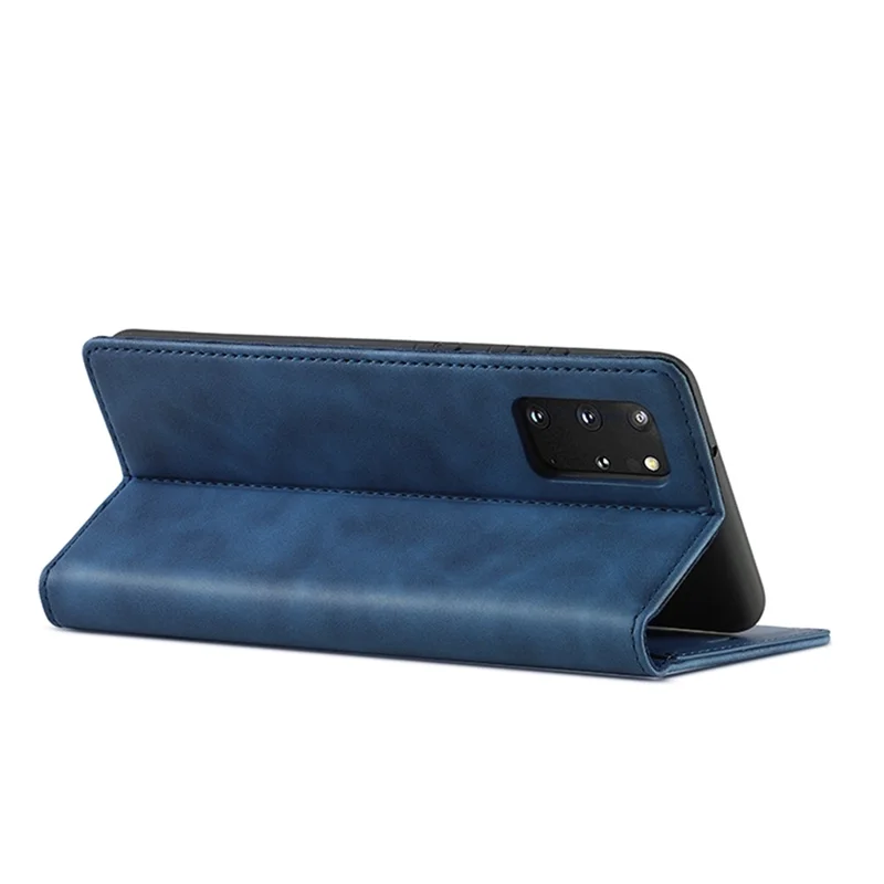 LC.IMEEKE Auto-Absorbed Leather Wallet Stand Phone Protective Shell with Wallet Stand for Samsung Galaxy S20 Plus/S20 Plus 5G - Blue