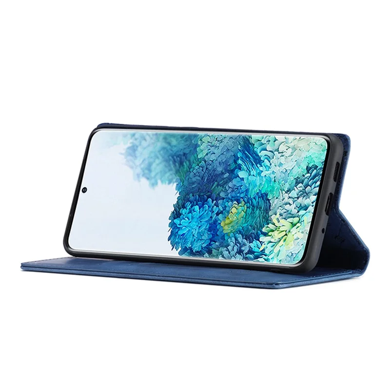LC.IMEEKE Auto-Absorbed Leather Wallet Stand Phone Protective Shell with Wallet Stand for Samsung Galaxy S20 Plus/S20 Plus 5G - Blue