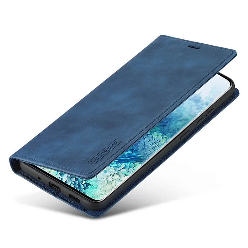 LC.IMEEKE Auto-Absorbed Leather Wallet Stand Phone Protective Shell with Wallet Stand for Samsung Galaxy S20 Plus/S20 Plus 5G - Blue