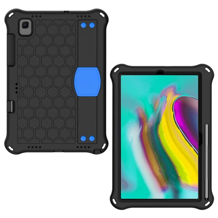 Protecteur de Texture en Nid D'abeille EVA Case Pour Samsung Galaxy Tab A7 10.4 (2020) Couverture de Kickstand - Noir / Bleu