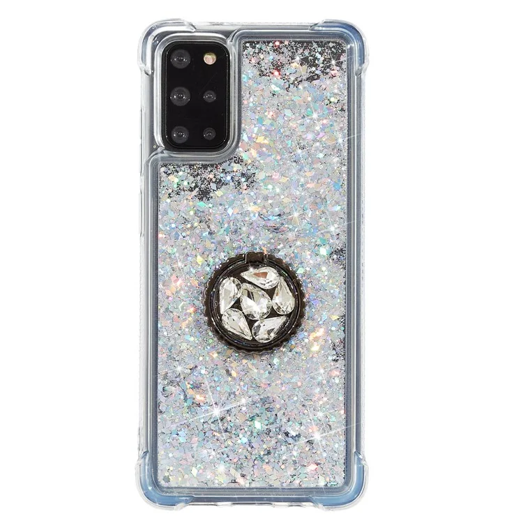 For Samsung Galaxy S20 FE/S20 Fan Edition/S20 FE 5G/S20 Fan Edition 5G/S20 Lite/S20 FE 2022 Glitter Powder Quicksand TPU Cover Kickstand Case - Silver