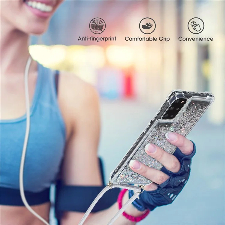 Pour Samsung Galaxy S20 FE/S20 Fan Edition/S20 FE 5G/S20 Fan Edition 5G/S20 Lite/S20 FE 2022 Quicksand TP Case avec Lanière - Gris