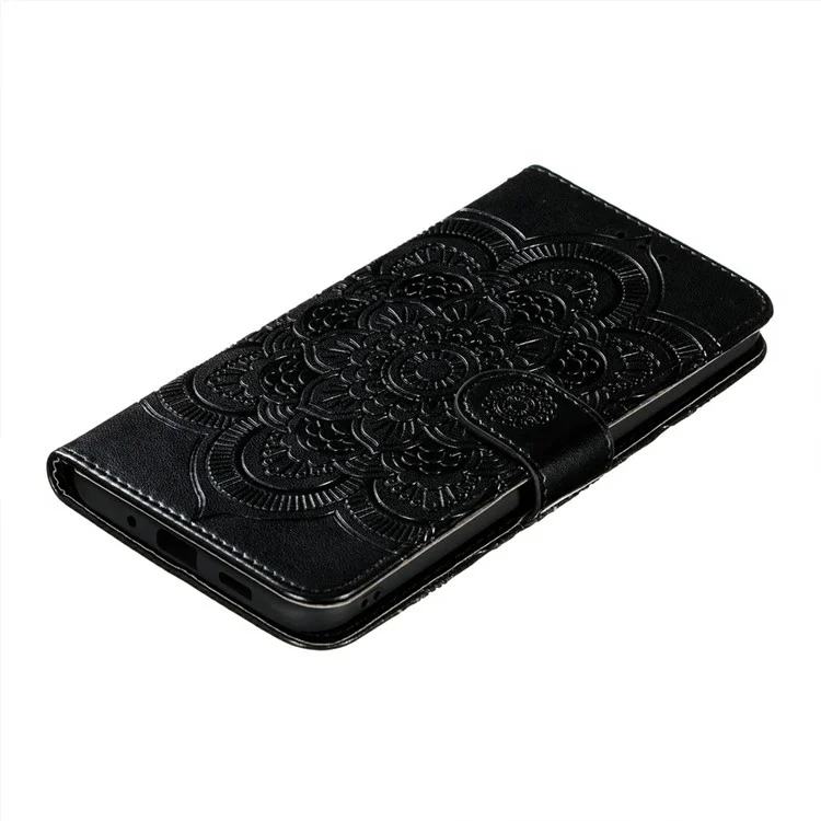 Impressão Mandala Flower Leather Protetive Cover Para Samsung Galaxy S20 Fe/s20 fe 5G/S20 Lite/S20 FE 2022 - Preto