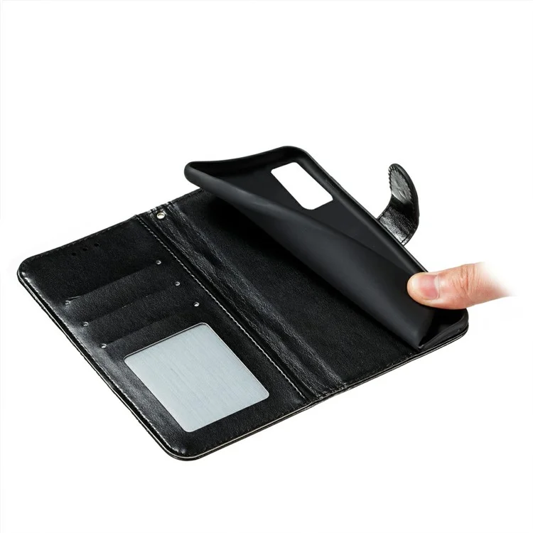 Impressão Mandala Flower Leather Protetive Cover Para Samsung Galaxy S20 Fe/s20 fe 5G/S20 Lite/S20 FE 2022 - Preto