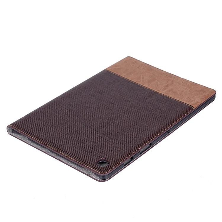 Cubierta de Billetera de Cuero de Empalme de Textura Cruzada Para Samsung Galaxy Tab A7 10.4 (2020) T500 - Marron Oscuro