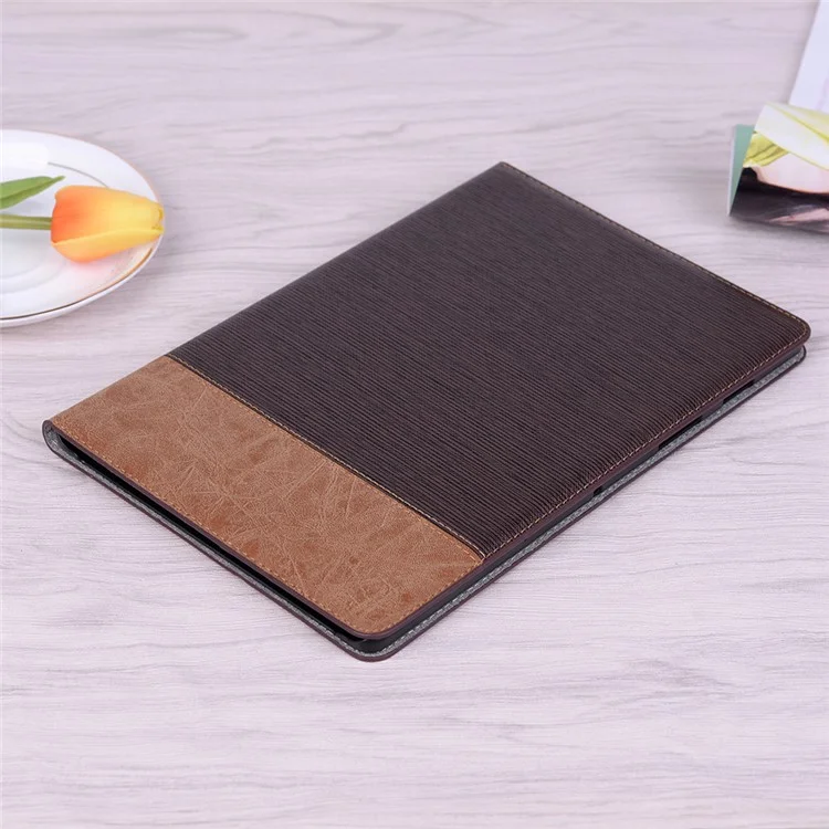 Cubierta de Billetera de Cuero de Empalme de Textura Cruzada Para Samsung Galaxy Tab A7 10.4 (2020) T500 - Marron Oscuro
