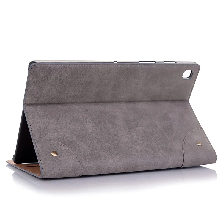 Retro Book Style Wallet Stand Leather Smart Tablet Case for Samsung Galaxy Tab A7 10.4 (2020) / (2022) T500 - Grey