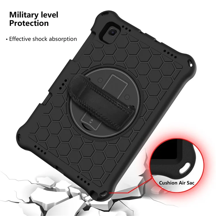 Honeycomb Texture EVA Tablet Protector with Swivel Kickstand for Samsung Galaxy Tab S6 Lite P610/P615/S6 Lite (2022) - Black/Black
