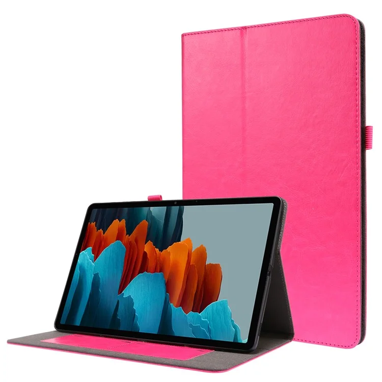 Crazy Horse Texture Case di Copertina in Pelle Design Per Due Volte Per Samsung Galaxy Tab S7 Plus - Rosa