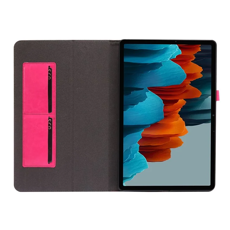 Crazy Horse Texture Two-Fold Design Leather Cover Case for Samsung Galaxy Tab S7+ / S8+ - Rose
