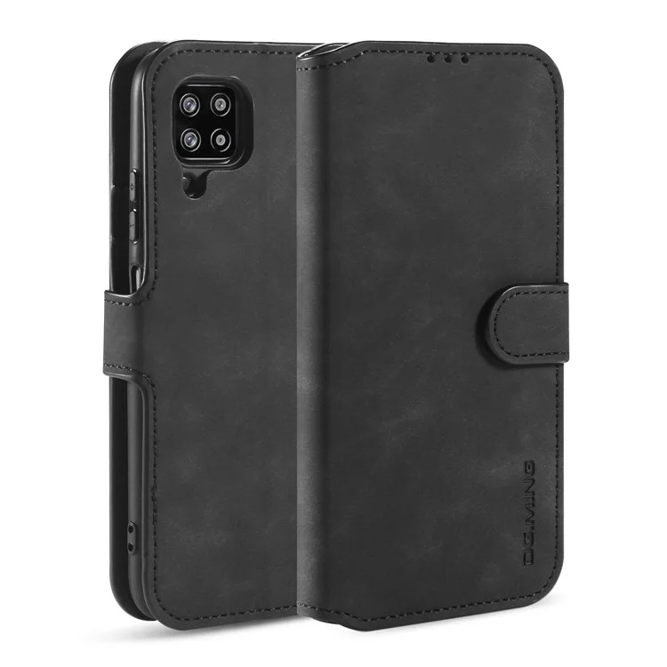 DG.MING Retro Style Leather Wallet Stand Phone Cover para Samsung Galaxy A42 5G - Preto