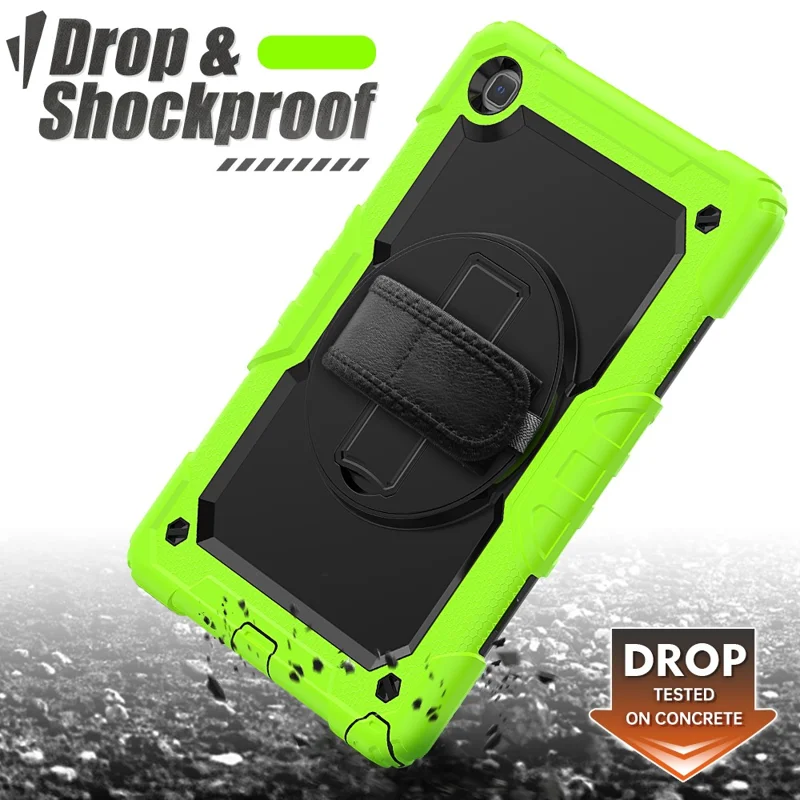 For Samsung Galaxy Tab A7 10.4 (2020) / (2022) 360 Degree Swivel Kickstand Tablet Cover with Shoulder Strap - Green / Black