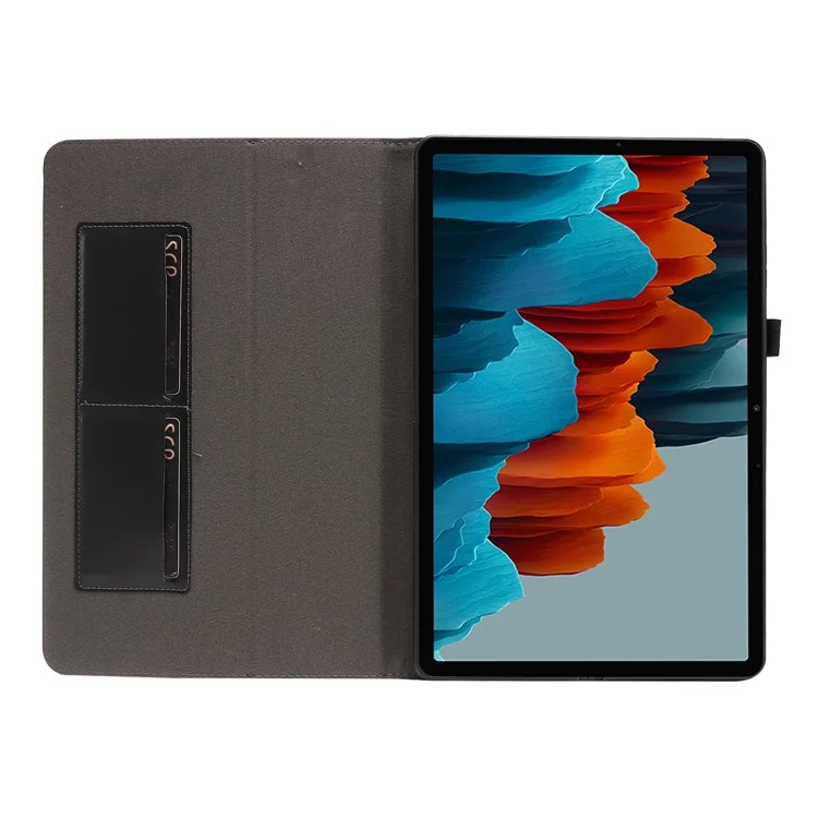 Crazy Horse Texture Zweifach Design Leder Cover Hülle Für Samsung Galaxy Tab S7 - Schwarz