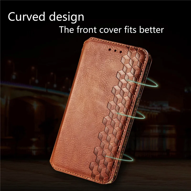 For Samsung Galaxy Note 20 Ultra / Note 20 Ultra 5G PU Leather Case Rhombus Imprint Wallet Stand Phone Cover - Brown