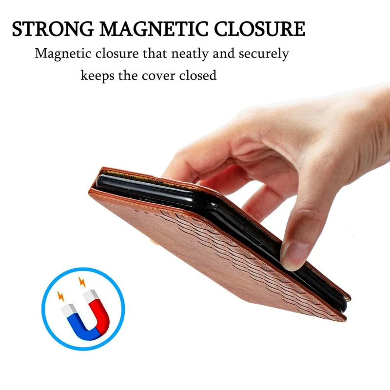 For Samsung Galaxy Note 20 Ultra / Note 20 Ultra 5G PU Leather Case Rhombus Imprint Wallet Stand Phone Cover - Brown