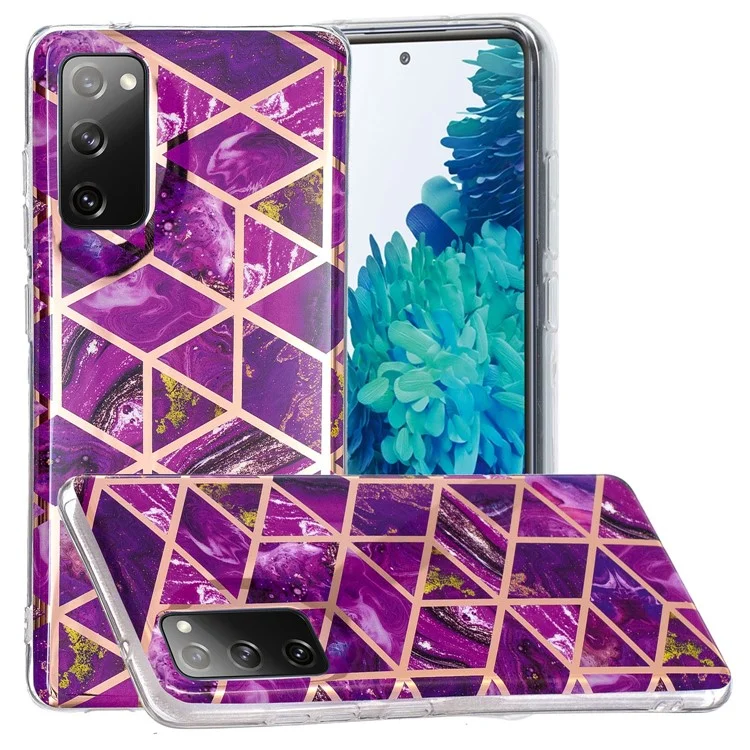 Marble Pattern Electroplating IMD TPU Phone Case for Samsung Galaxy S20 FE 4G/5G/2022/S20 Lite - Purple
