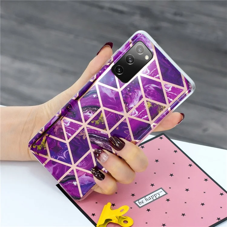 Marble Pattern Electroplating IMD TPU Phone Case for Samsung Galaxy S20 FE 4G/5G/2022/S20 Lite - Purple