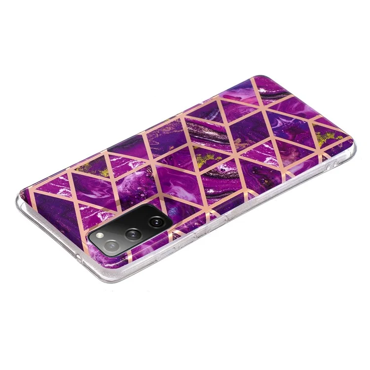 Marble Pattern Electroplating IMD TPU Phone Case for Samsung Galaxy S20 FE 4G/5G/2022/S20 Lite - Purple