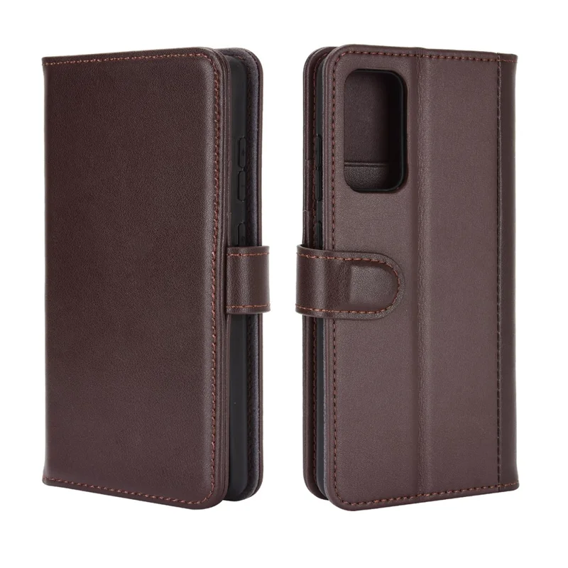 For Samsung Galaxy S20 FE 4G / 5G / 2022 / S20 Lite Phone Cases Genuine Split Leather Wallet Mobile Cover Stand - Brown