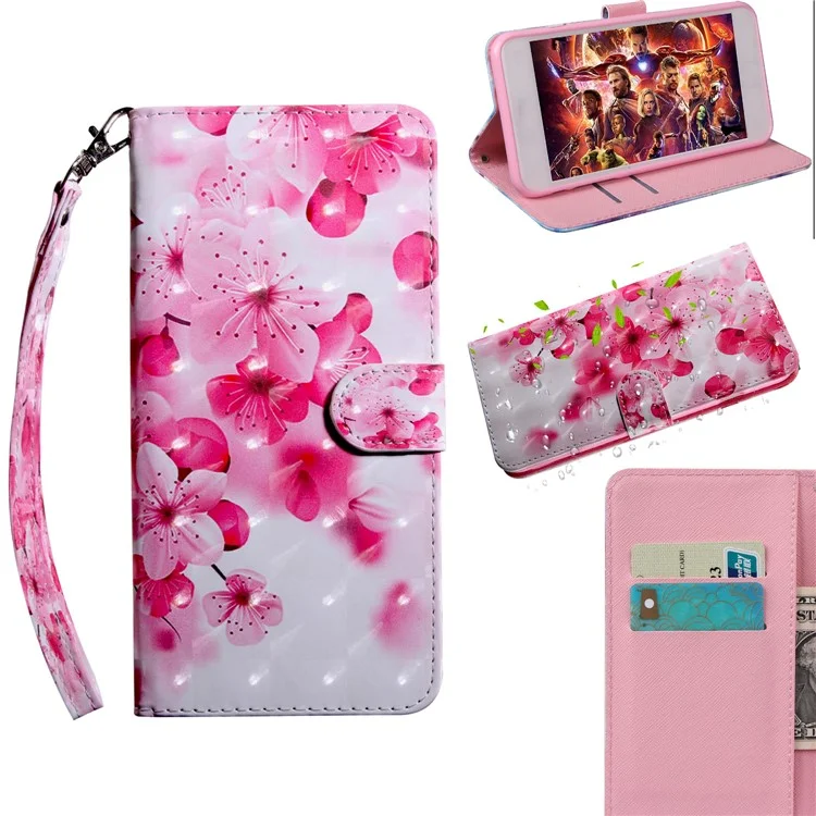 Light Spot Decor Pattern Printing per Samsung Galaxy S21 5G/S21 4G Custodia Protettiva in Pelle con Supporto a Portafoglio - Fiore di Pesco