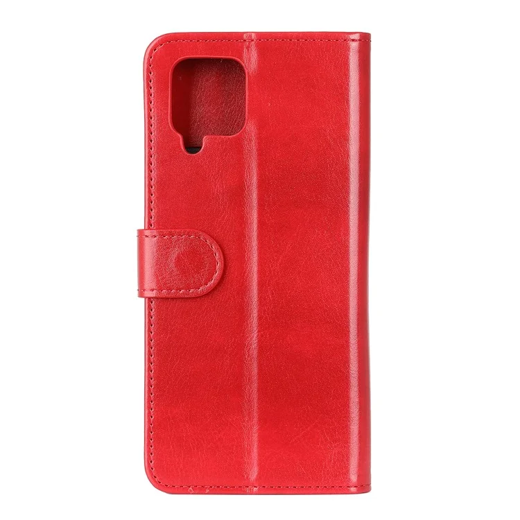 Smartphone Case Bag Crazy Horse Wallet Stand PU Leather Phone Cover for Samsung Galaxy A12 Mobile Phone Case - Red