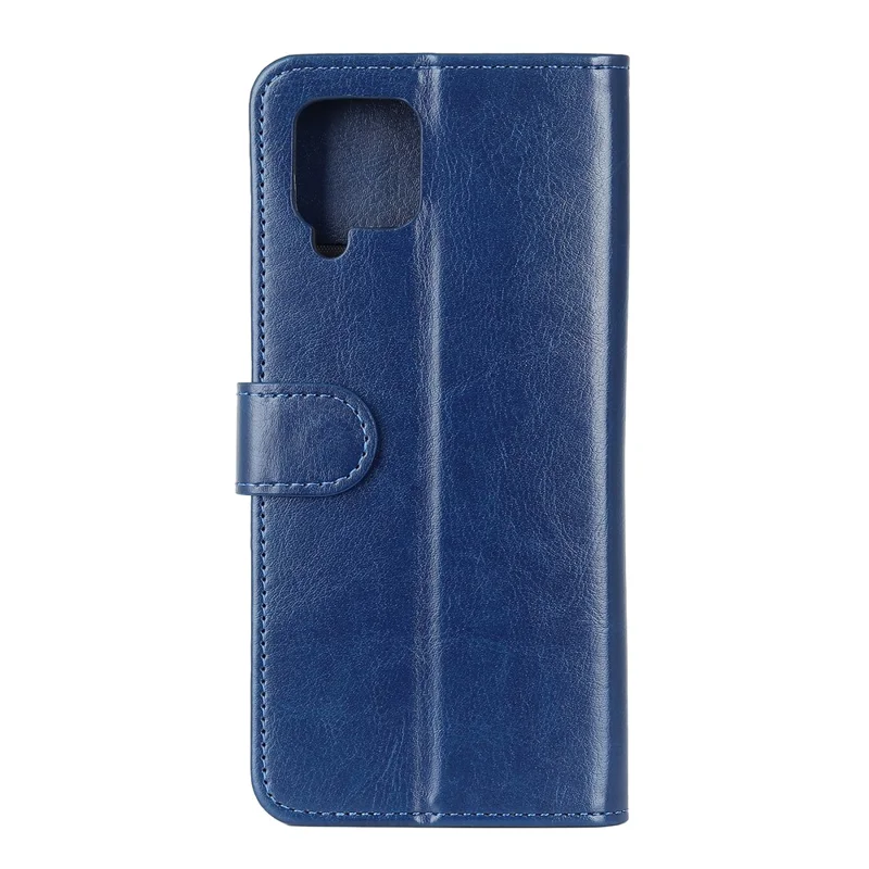 Smartphone Case Bag Crazy Horse Wallet Stand PU Leather Phone Cover for Samsung Galaxy A12 Mobile Phone Case - Blue