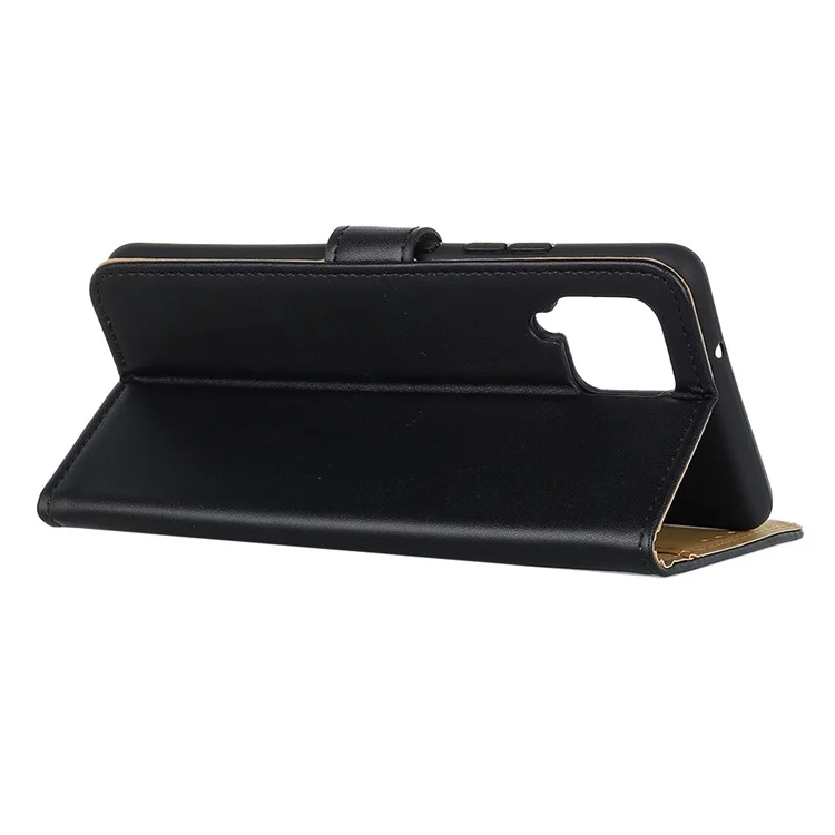 Capa de Couro Magnética com Função de Carteira e Suporte para Samsung Galaxy A12 - Preto