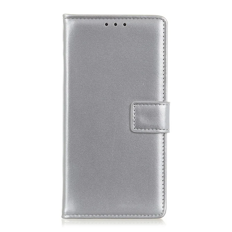 Anti-scratch Shockproof Phone Covering Wallet Function Stand Leather Magnetic Phone Shell Case for Samsung Galaxy A12 - Silver