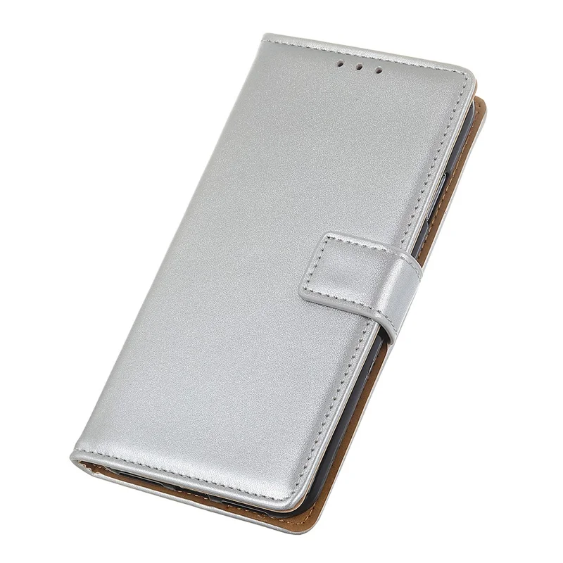 Anti-scratch Shockproof Phone Covering Wallet Function Stand Leather Magnetic Phone Shell Case for Samsung Galaxy A12 - Silver