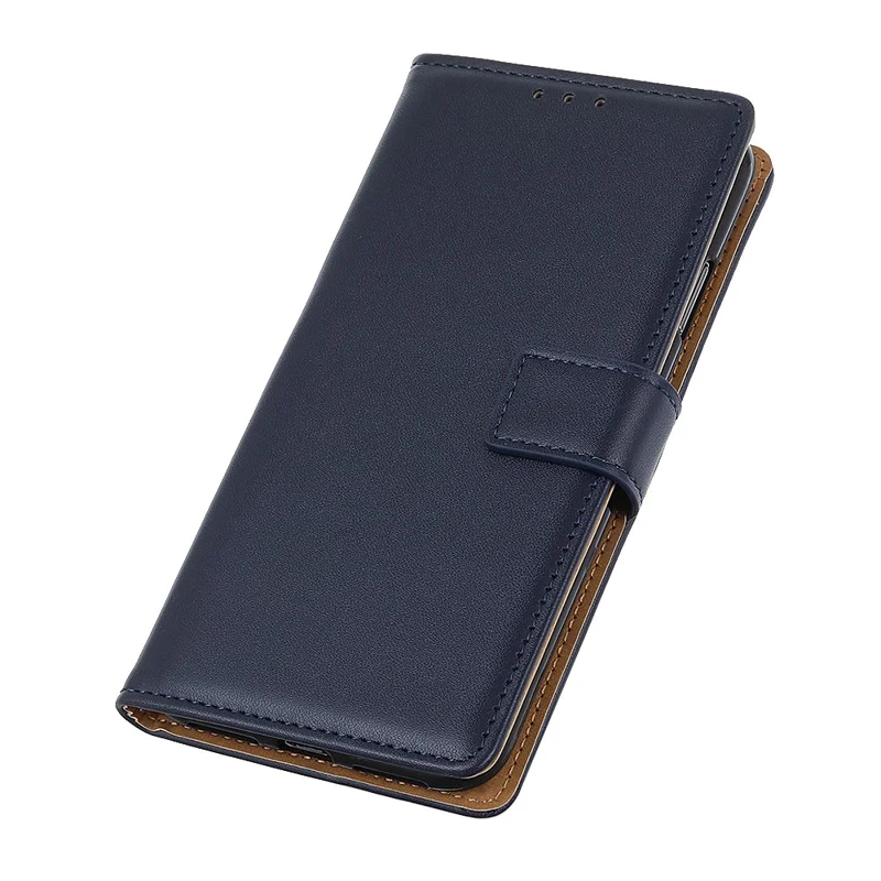 Anti-scratch Shockproof Phone Covering Wallet Function Stand Leather Magnetic Phone Shell Case for Samsung Galaxy A12 - Dark Blue