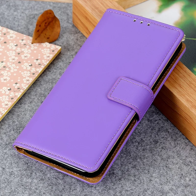 Función de Teléfono de la Billetera a Prueba de Choque Anti-scratch Función de Cuero Magnético de Cuero Case de Carcasa Para Samsung Galaxy A12 - Violeta