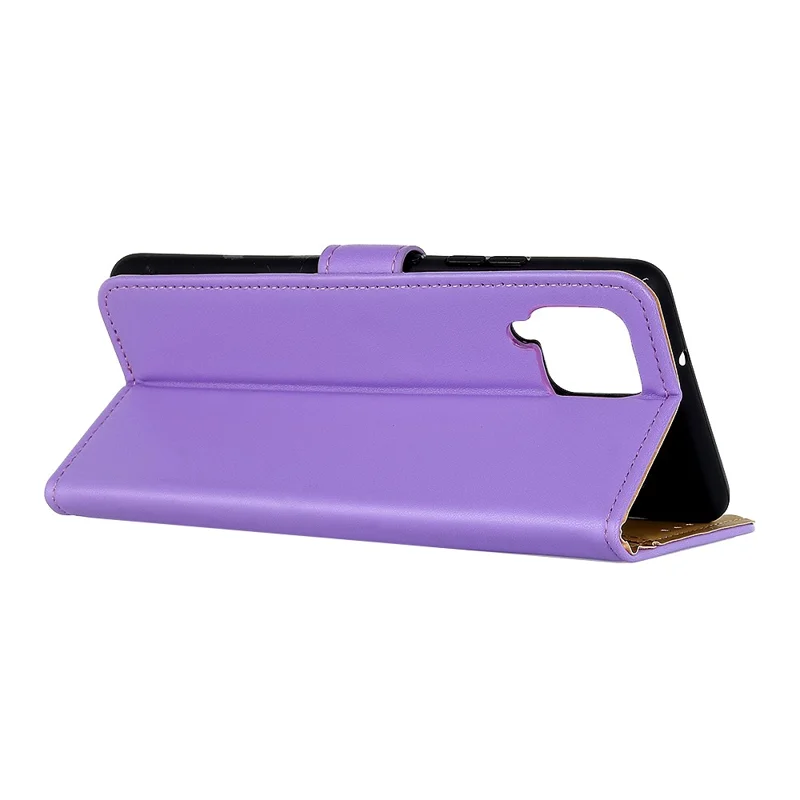 Capa Protetora de Telefone Anti-Arranhões e Resistente a Choques com Função de Carteira e Suporte para Samsung Galaxy A12 - Púrpura