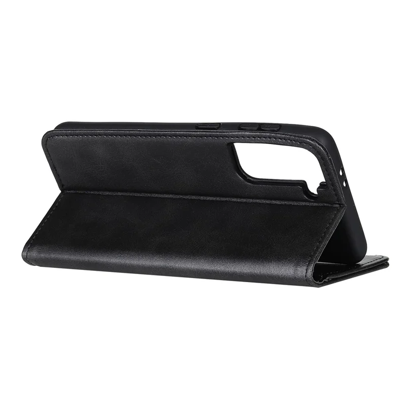 Automatycznie przyciągająca obudowa z podzielonej skóry dla Samsung Galaxy S21 5G/S21 4G - Czarny