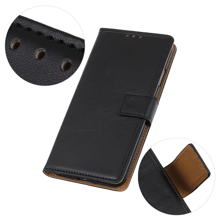 For Samsung Galaxy S21 5G/S21 4G Shockproof Anti-dust Anti-scratch Protective Leather Wallet Phone Case Stand Smartphone Covering Shell Phone Cover - Black