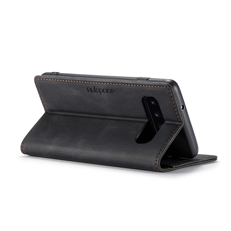 AUTSPACE A01 Série RFID Blocking Retro Matte Leather Case Wallet para Samsung Galaxy S10 - Preto