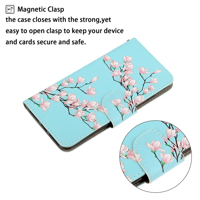 Pattern Printing Leather Case for Samsung Galaxy A42 5G Stand Wallet Cell Phone Cover - Pink Flower