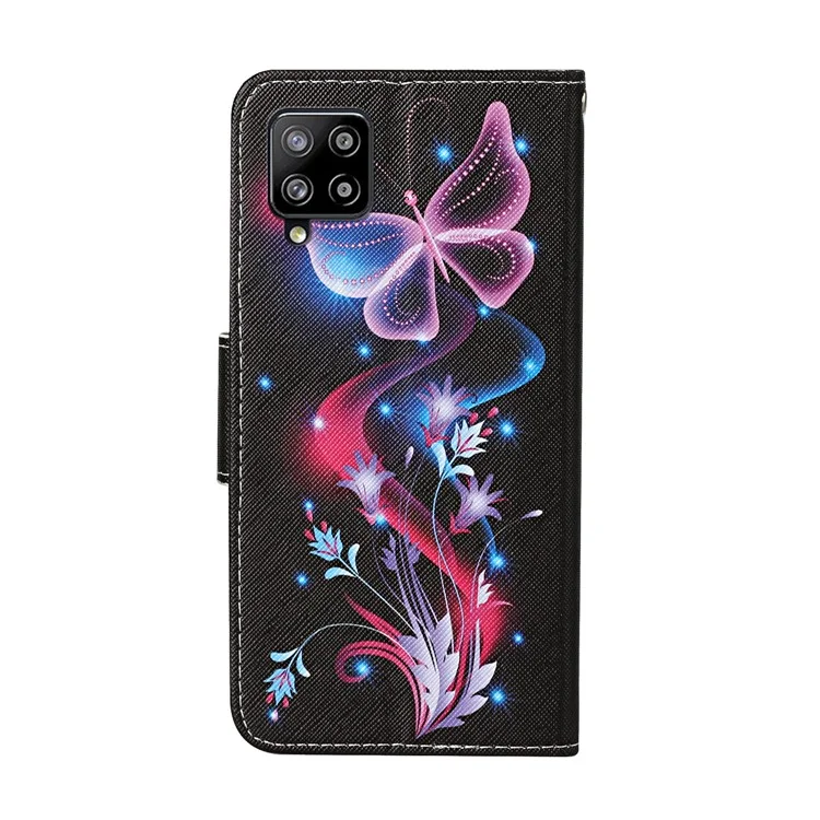 Pattern Printing PU Leather Case for Samsung Galaxy A42 5G Wallet Stand Cover - Luminous Butterfly