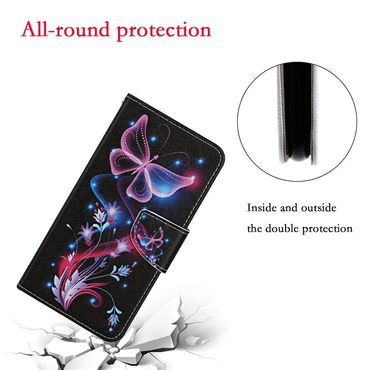 Pattern Printing PU Leather Case for Samsung Galaxy A42 5G Wallet Stand Cover - Luminous Butterfly